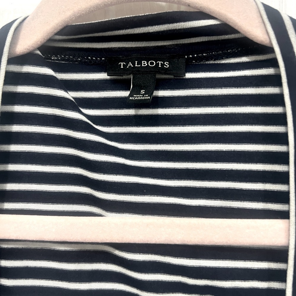 Talbots long sleeve blue and white stripes cardigan size small - Picture 3 of 7